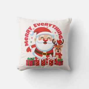 Kerstkussen met Kerstman en rendieren Kussen