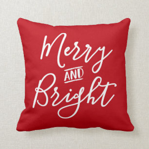 Kerstkussen met vrolijk en helder rood schrift kussen