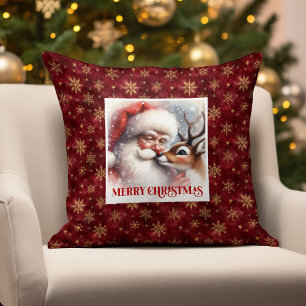 Kerstkussen met vrolijke sfeer van kerstman Rudolf Kussen