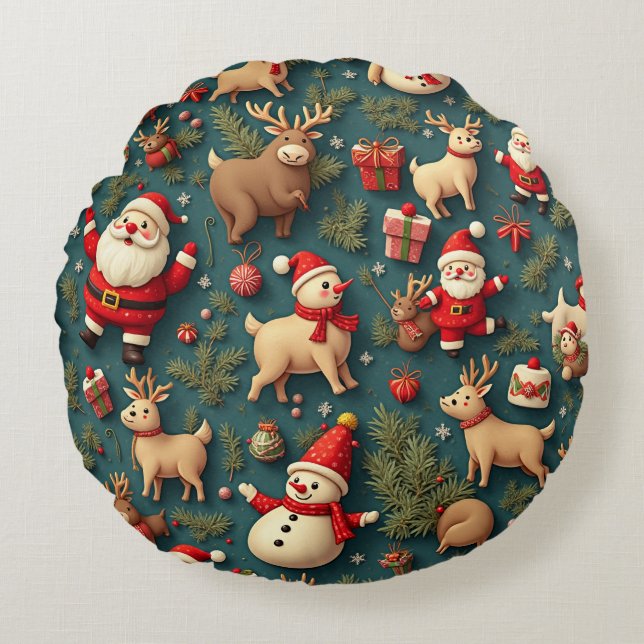 Kerstkussen Rond Kussen (Voorkant)