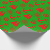 Kerstkust Nautical Pattern Cadeaupapier (Hoek)