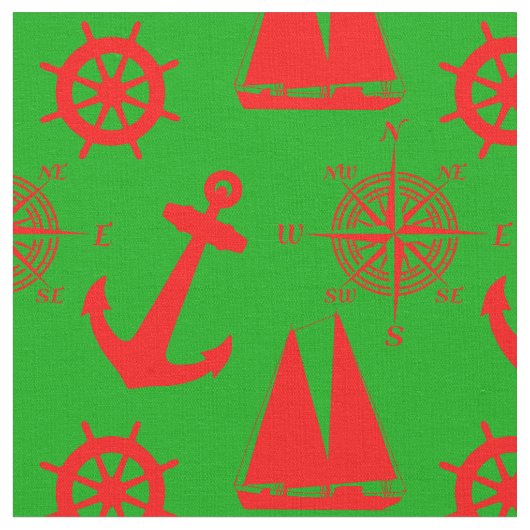 Kerstkust Nautical Pattern Stof (Close Up)