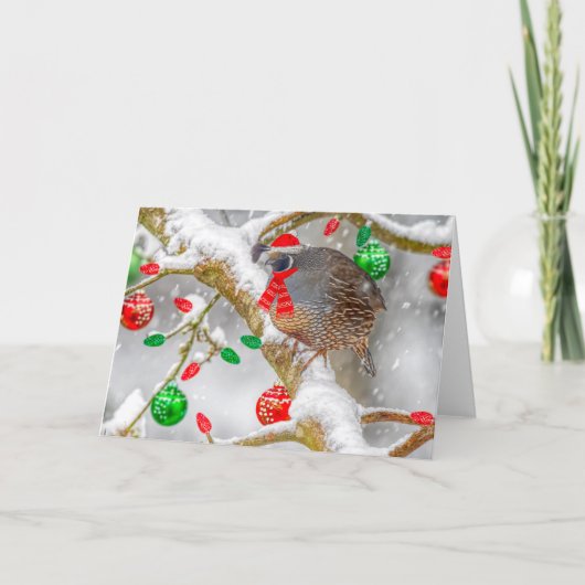 Kerstkwartel Feestdagen Kaart (Voorkant)