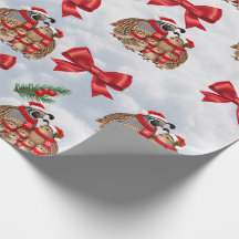 Kerstkwartelfamilie Inpakpapier