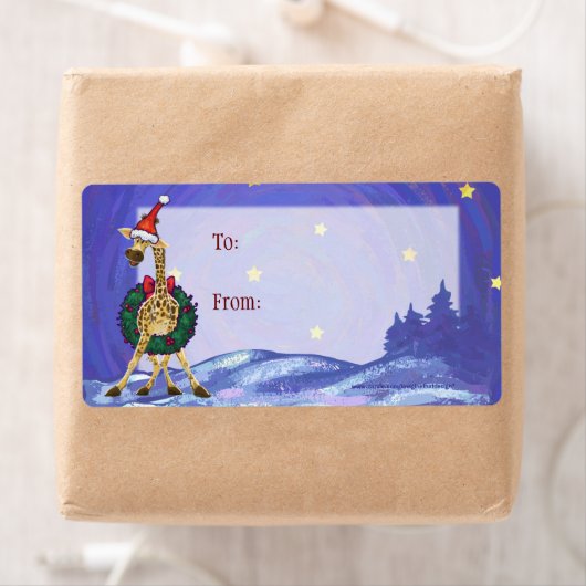 kerstlabel Giraffe Etiket (Insitu)