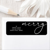 Kerstlabel met elegante 'Merry Christmas' in zwart Etiket (Insitu)
