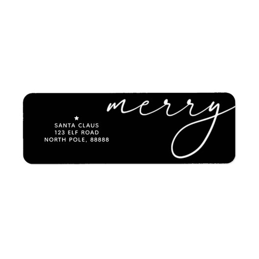 Kerstlabel met elegante 'Merry Christmas' in zwart Etiket (Voorkant)