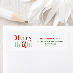 Kerstlabel met vrolijk en helder retouradres etiket