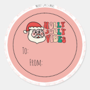 Kerstlabel met vrolijke feeststemming ronde sticker