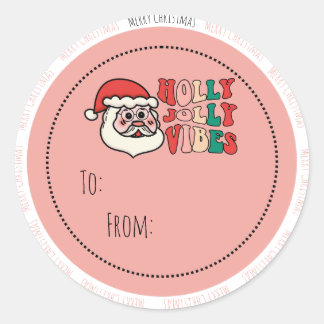 Kerstlabel met vrolijke feeststemming ronde sticker