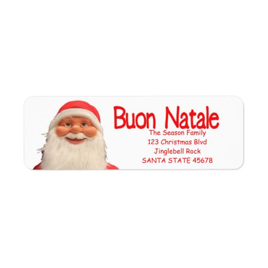 kerstlabel van Santa's Buon Natale Etiket (Voorkant)