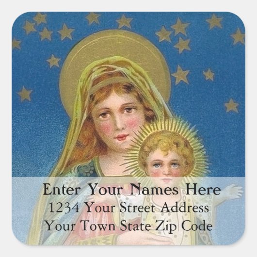 kerstlabel voor moeder en kind vierkante sticker (Voorkant)