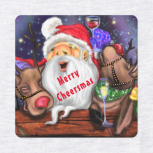 kerstlabels - kerstman en rendieren labels