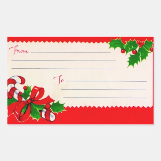  kerstlabels uit de jaren vijftig rechthoekige sticker (Voorkant)