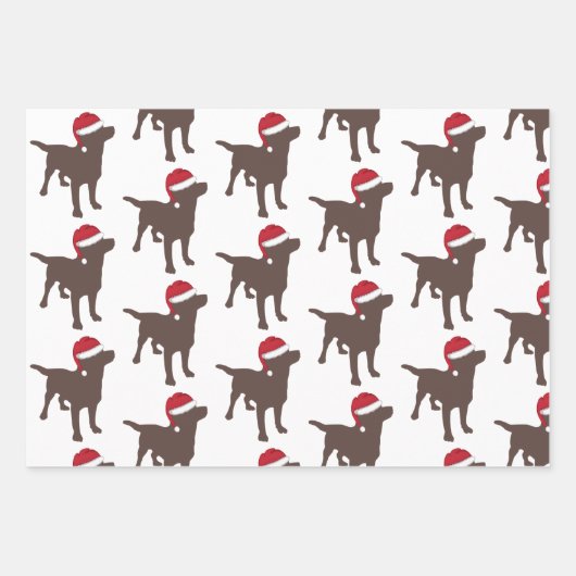 kerstlabrador chocolade-hond in Santa Hat Inpakpapier Vel (Voorkant)