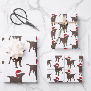 kerstlabrador chocolade-hond in Santa Hat Inpakpapier Vel