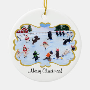 kerstlabrador flauwschilderij keramisch ornament