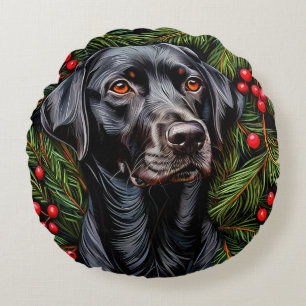 Kerstlabrador hond rond kussen