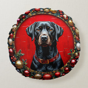 Kerstlabrador hond rond kussen