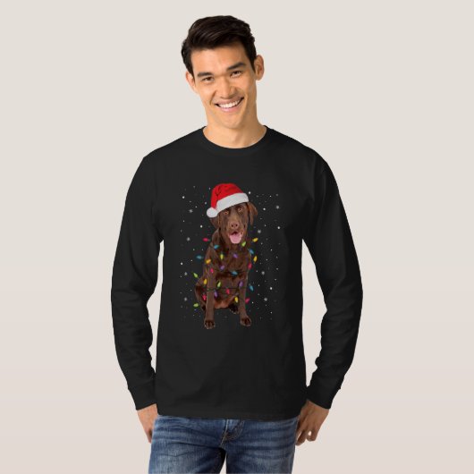 Kerstlabrador Retriever Dog Chocolate Lab Lov T-shirt (Voorkant volledig)