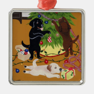 kerstlabrador schilderen metalen ornament