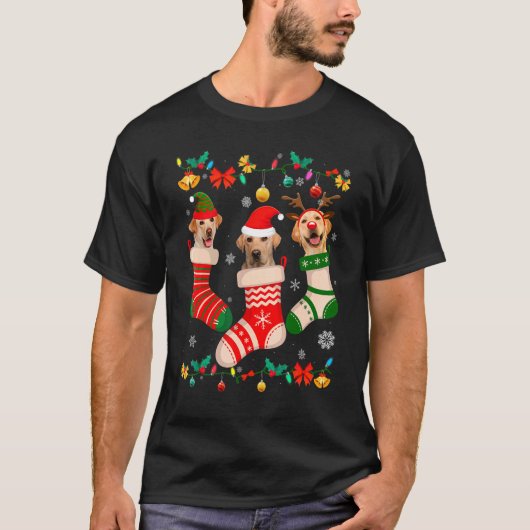 kerstlabrador Sock Xmas rendierSanta ELF T-shirt (Voorkant)