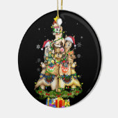 kerstlama Santa Hat Tree Llama Keramisch Ornament (Links)