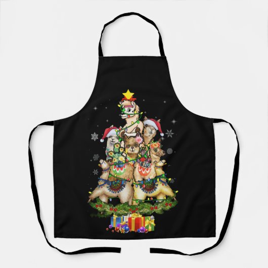 kerstlama Santa Hat Tree Llama Schort (Voorkant)