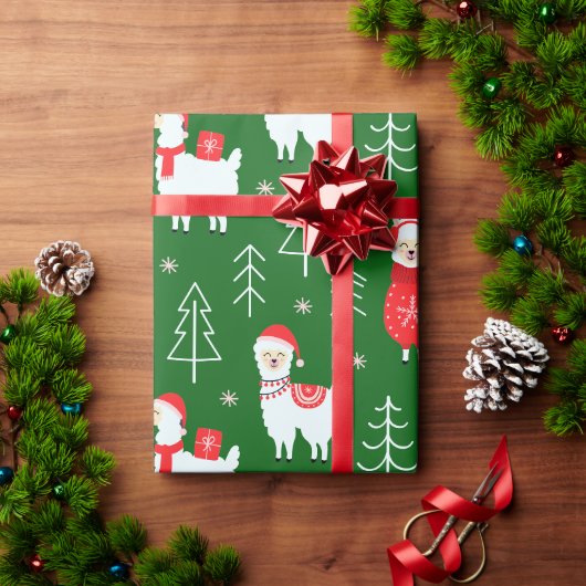 Kerstlama's inpakpapier (Feestdagen Geschenken)
