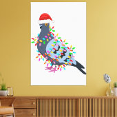 Kerstlampduif met Pet van Kerstmis - duif Canvas Afdruk (Insitu (Woonkamer))