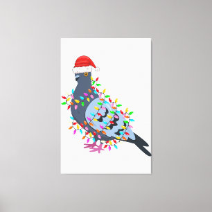 Kerstlampduif met Pet van Kerstmis - duif Canvas Afdruk