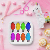  kerstlampen papieren bordje (Feest)