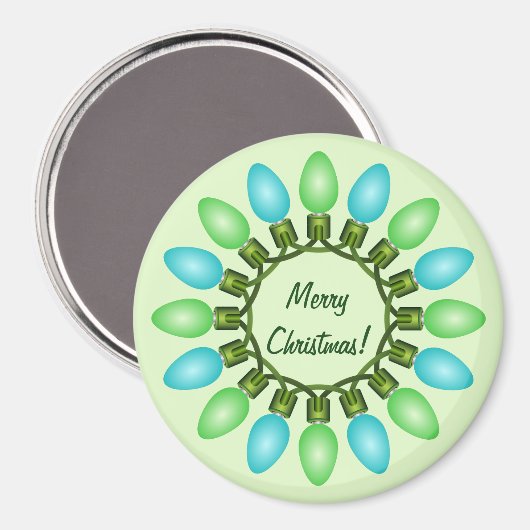 Kerstlampje in Blauw en Groen Magneet (Voorkant / Achterkant)