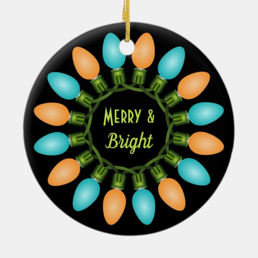 Kerstlampje in Oranje en blauw Keramisch Ornament (Achterkant)