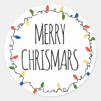 kerstlampje ronde sticker