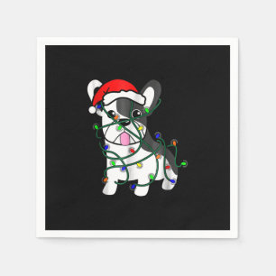 kerstlampjes decoratie grappige franse bulldog servet