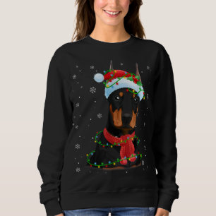 kerstlampjes Doberman Dog Santa Hat Scarf Trui