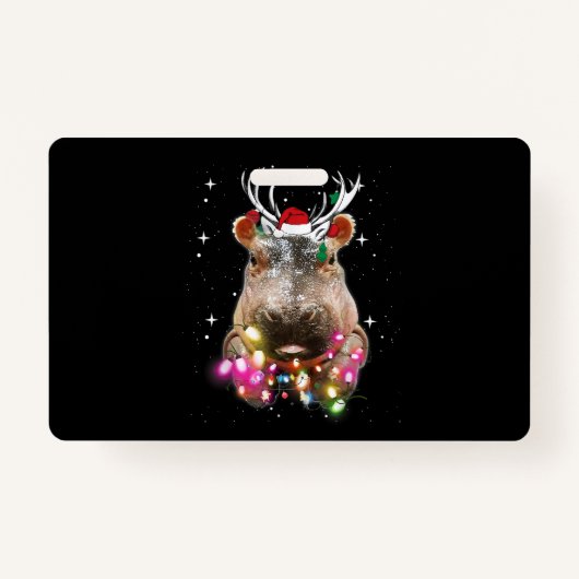 Kerstlampjes Hippo Fiona Hippopotamus Lover Badge (Voorkant)