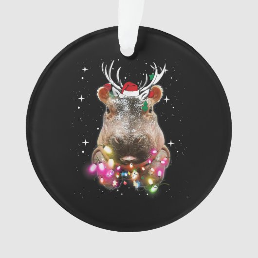Kerstlampjes Hippo Fiona Hippopotamus Lover Ornament (voorkant)