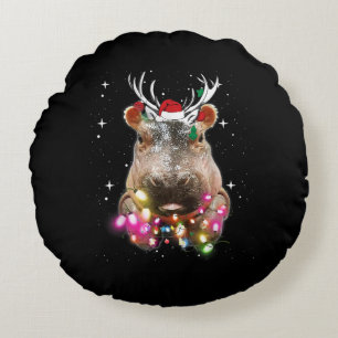 Kerstlampjes Hippo Fiona Hippopotamus Lover Rond Kussen