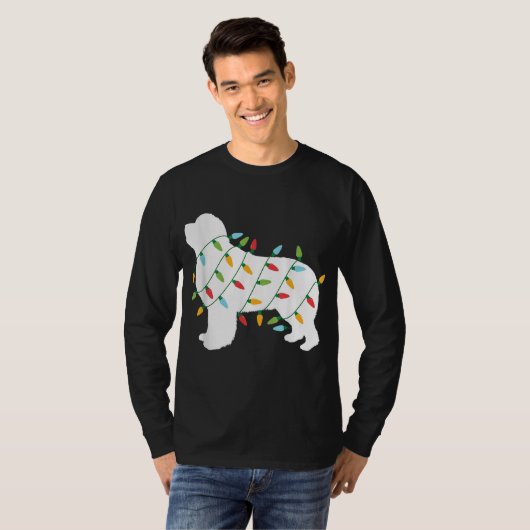 kerstlampjes Hondenliefhebbers voor Newfoundland T-shirt (Voorkant volledig)