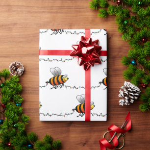 kerstlampjes met bundelbijenpatroon ompakken papie cadeaupapier