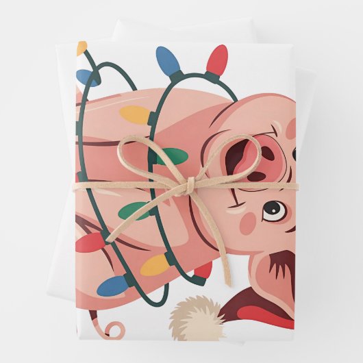 kerstlampjes met Pet met kerstmis - varkenslover Inpakpapier Vel (In situ)