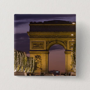 Kerstlampjes op de Champs Elysées Vierkante Button 5,1 Cm