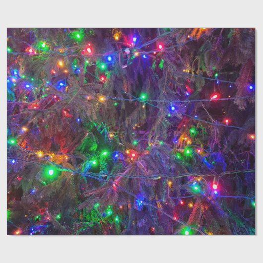 kerstlampjes op pine cadeaupapier (Vlak)