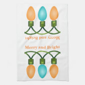 kerstlampjes, Oranje en blauw Theedoek (Verticaal)