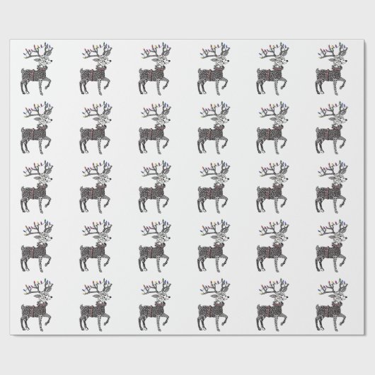 kerstlampjes, rendierpapier cadeaupapier (Vlak)
