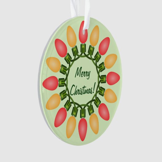 Kerstlampjes rond rood en Oranje Ornament (voorkant)