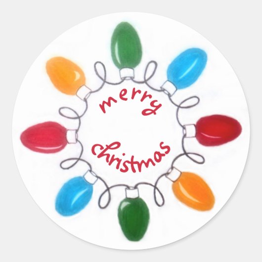 kerstlampjes ronde sticker (Voorkant)