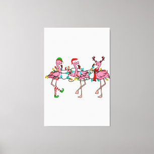 Kerstlampjes Roze Flamingo Santa Hat Holiday X Canvas Afdruk